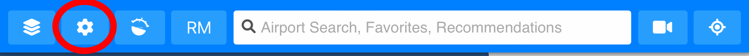settings icon on top bar