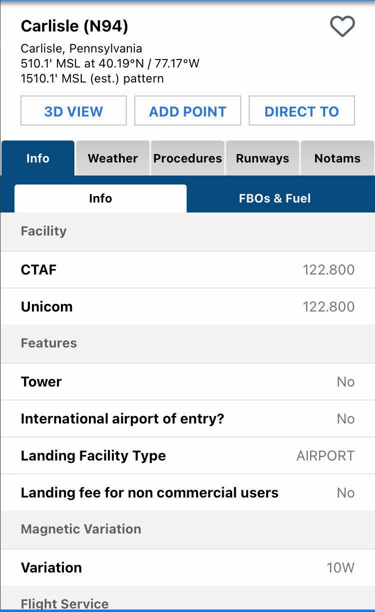 airport info of N94